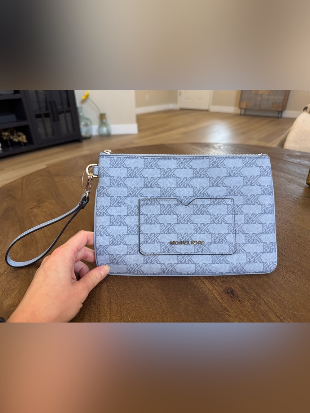 Michael Kors Blue Monogram Wristlet - New!